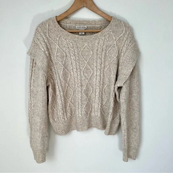 Ruby Moon Dropped  Shoulder Cable Knit Cropped Sweater - Picture 1 of 4